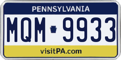 PA license plate MQM9933