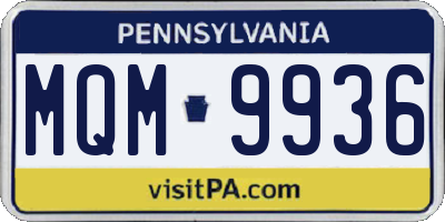 PA license plate MQM9936