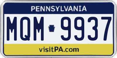 PA license plate MQM9937