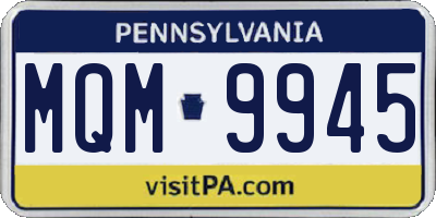 PA license plate MQM9945