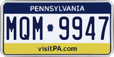 PA license plate MQM9947