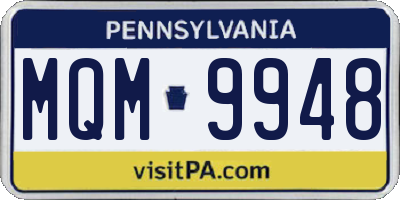 PA license plate MQM9948