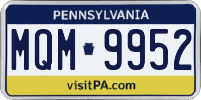 PA license plate MQM9952