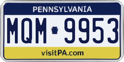 PA license plate MQM9953