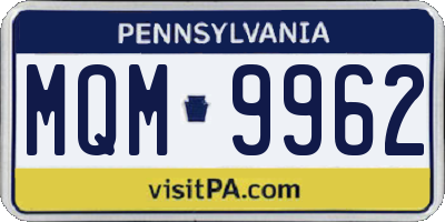 PA license plate MQM9962