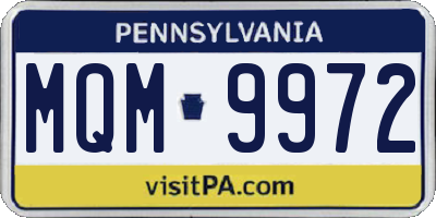 PA license plate MQM9972