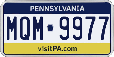 PA license plate MQM9977
