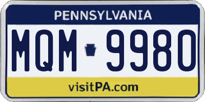 PA license plate MQM9980