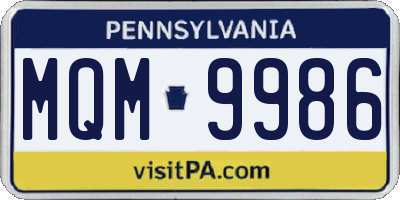 PA license plate MQM9986