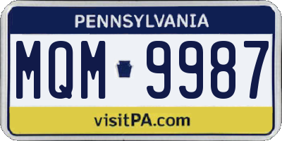 PA license plate MQM9987