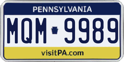 PA license plate MQM9989