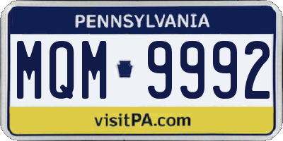 PA license plate MQM9992