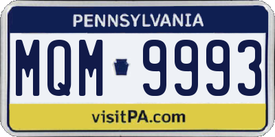 PA license plate MQM9993