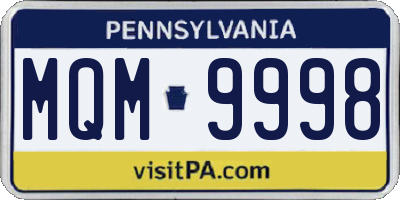 PA license plate MQM9998