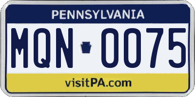 PA license plate MQN0075