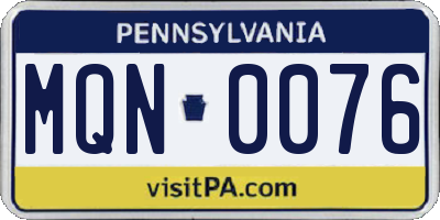 PA license plate MQN0076