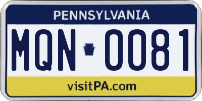 PA license plate MQN0081