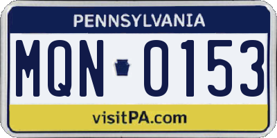 PA license plate MQN0153