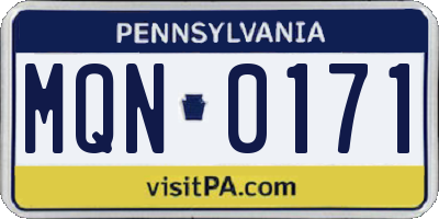 PA license plate MQN0171