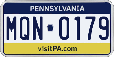 PA license plate MQN0179