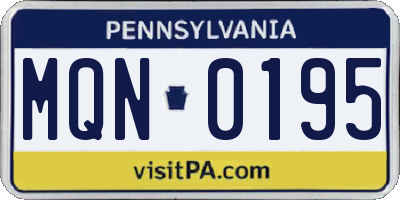 PA license plate MQN0195
