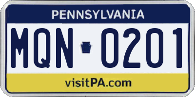 PA license plate MQN0201