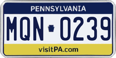 PA license plate MQN0239