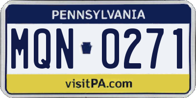 PA license plate MQN0271