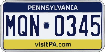 PA license plate MQN0345