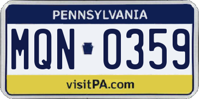 PA license plate MQN0359