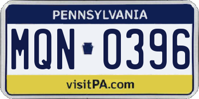 PA license plate MQN0396