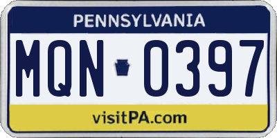 PA license plate MQN0397