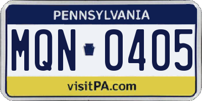 PA license plate MQN0405