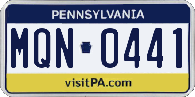 PA license plate MQN0441