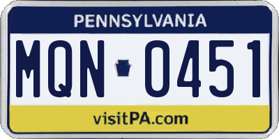 PA license plate MQN0451