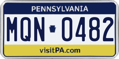 PA license plate MQN0482