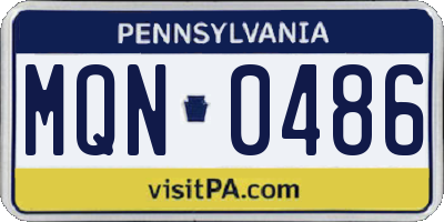 PA license plate MQN0486