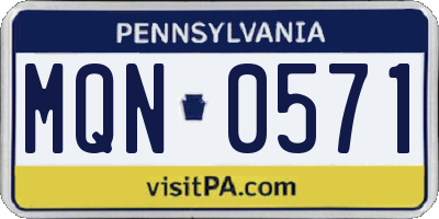 PA license plate MQN0571