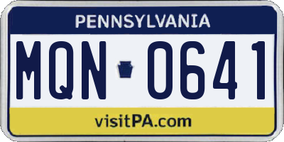 PA license plate MQN0641