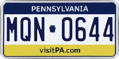 PA license plate MQN0644