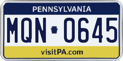 PA license plate MQN0645
