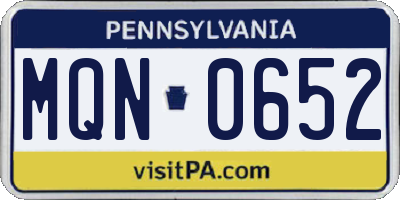 PA license plate MQN0652
