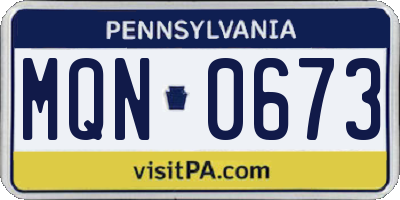 PA license plate MQN0673