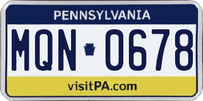 PA license plate MQN0678