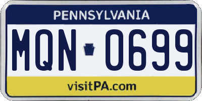 PA license plate MQN0699