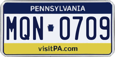 PA license plate MQN0709