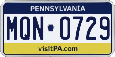 PA license plate MQN0729