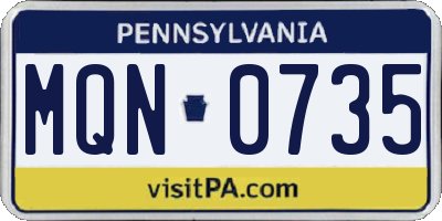 PA license plate MQN0735