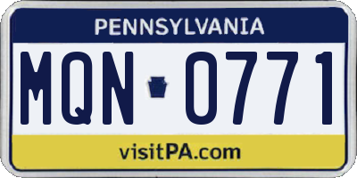 PA license plate MQN0771
