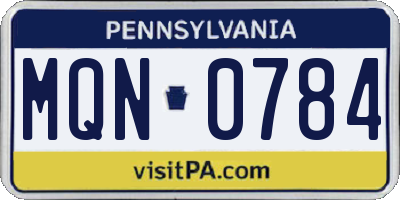 PA license plate MQN0784
